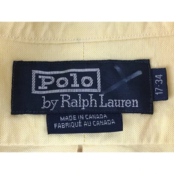 VTG 80s-90s era Polo by Ralph Lauren Mens Yellow Long Sleeve Shirt Size 17-34 - Picture 7 of 12